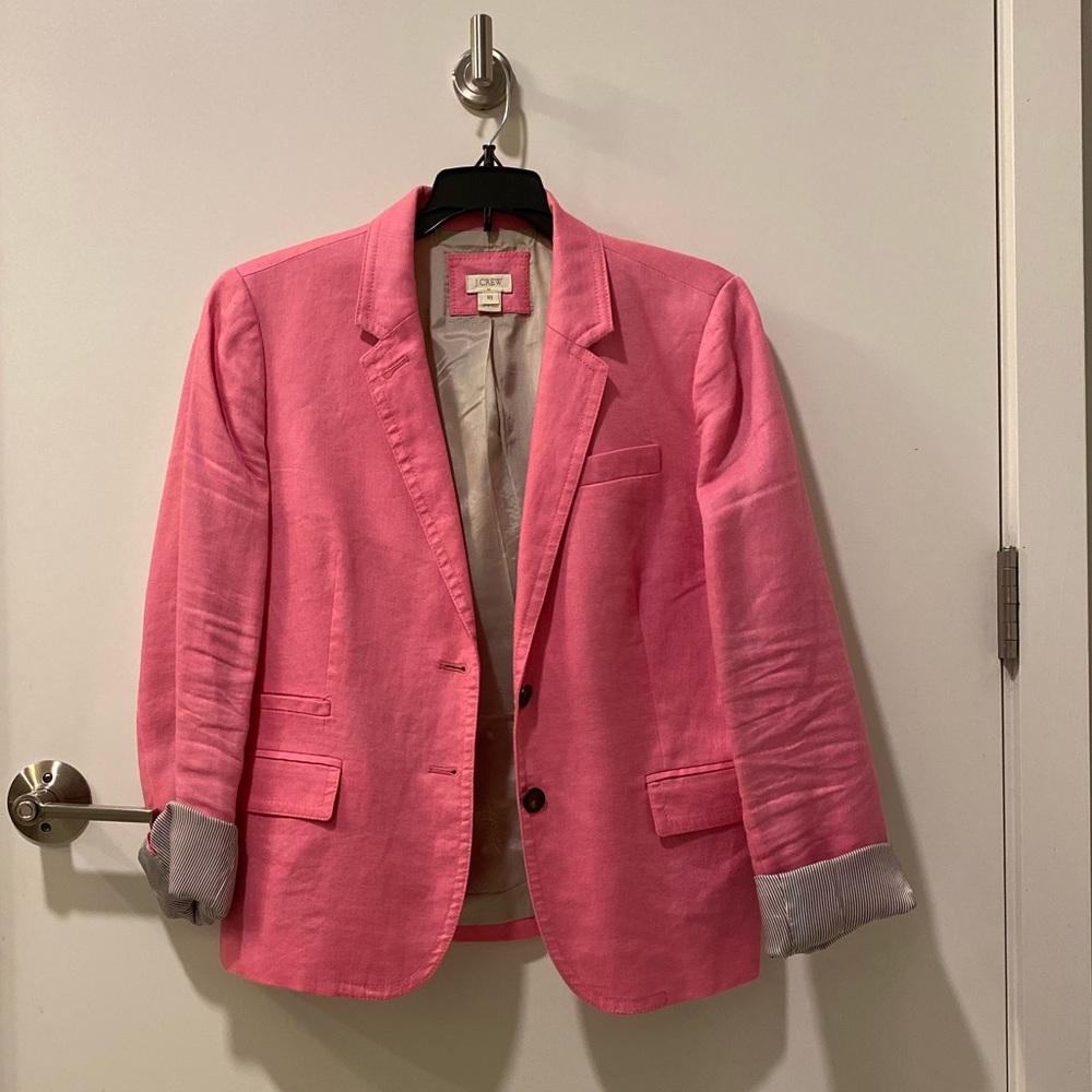J. Crew pink linen blazer (lined) size 10